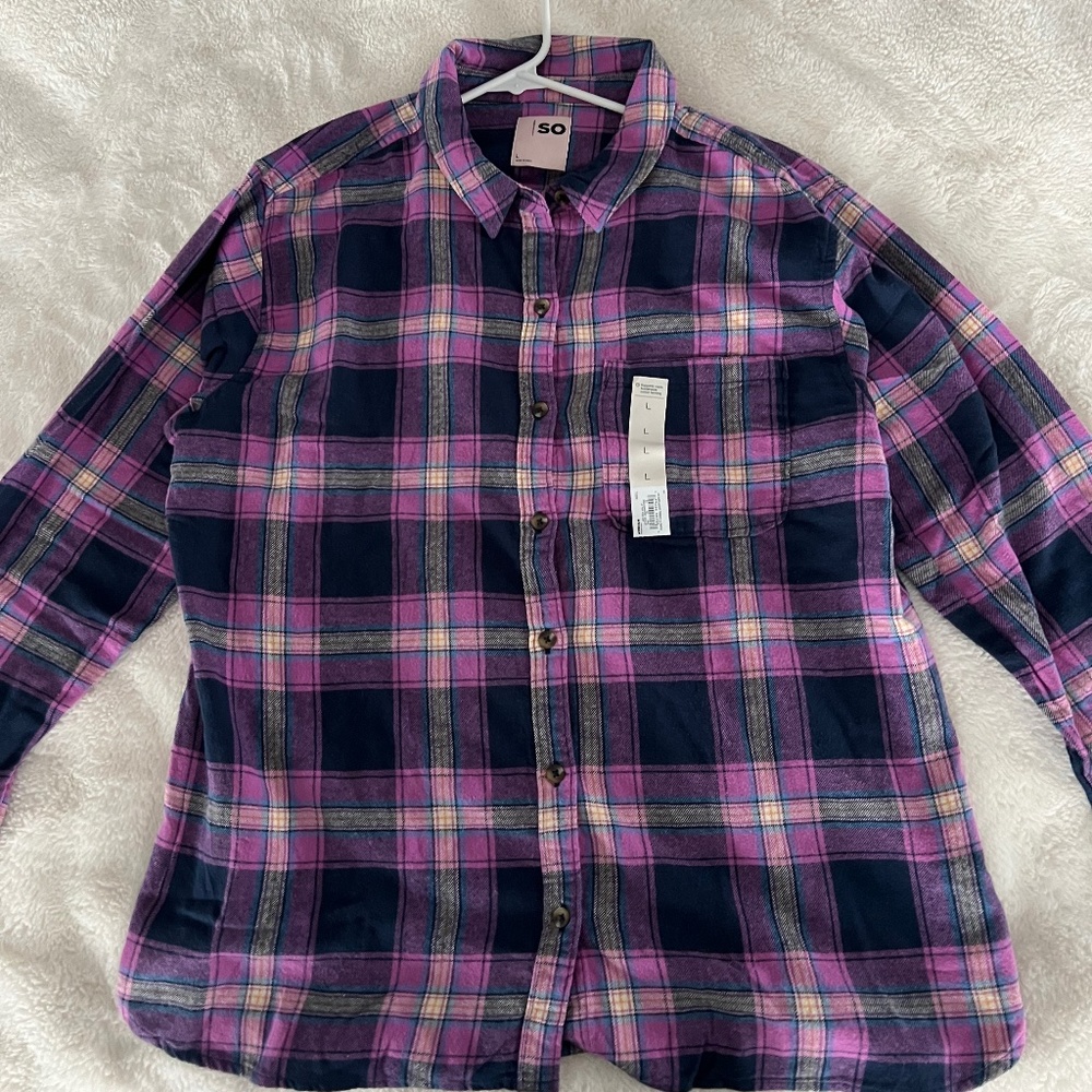 Flannel button down shirt- Large